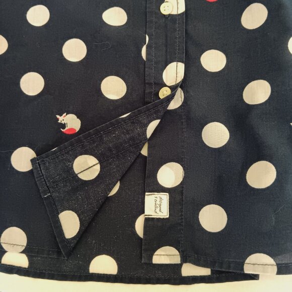 Gap Women's Navy Fox Print Polka Dot The Fitted Boyfriend Cotton Shirt Size S - Picture 8 of 15